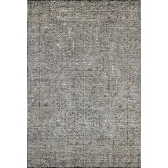 Granite Gray And Silver Southwestern Washable Area Rug With UV Protection Photo 1