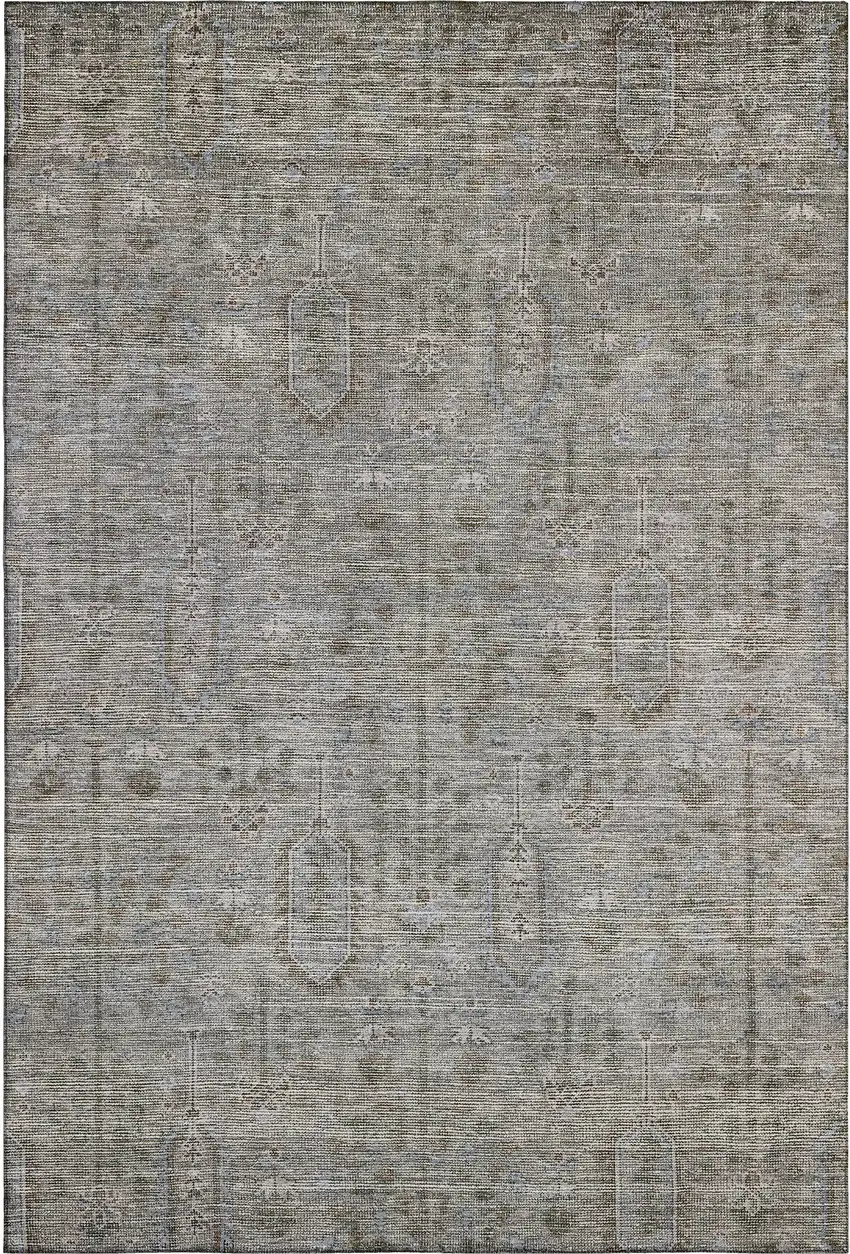 Granite Gray And Silver Southwestern Washable Area Rug With UV Protection Photo 1