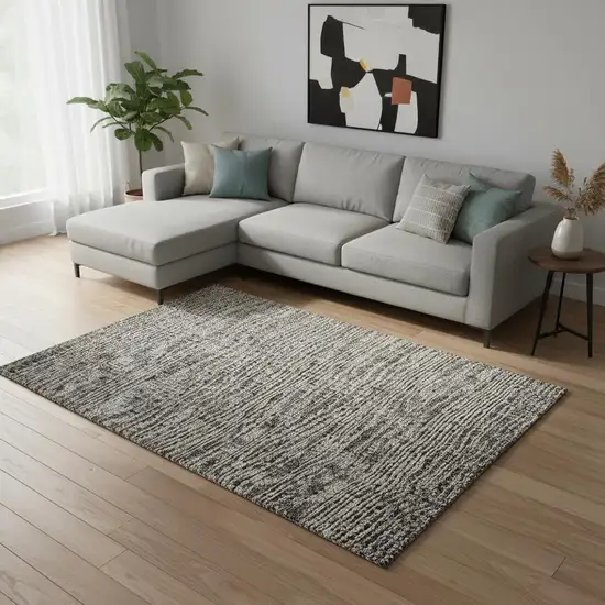 Granite Gray And Silver Southwestern Washable Area Rug With UV Protection Photo 2