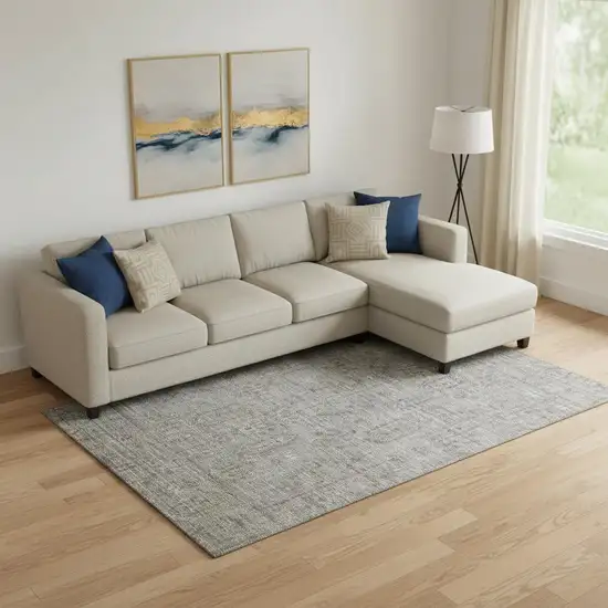 Granite Gray And Silver Southwestern Washable Area Rug With UV Protection Photo 1