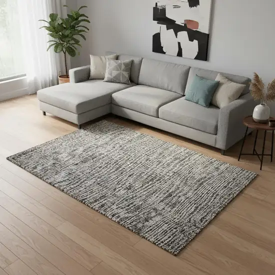 Granite Gray And Silver Southwestern Washable Area Rug With UV Protection Photo 2