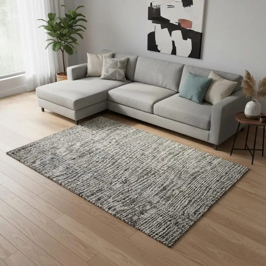 Granite Gray And Silver Southwestern Washable Area Rug With UV Protection Photo 2