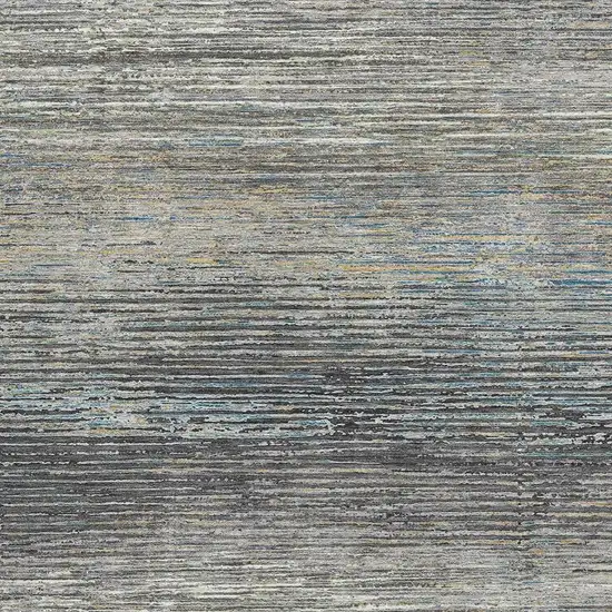 Granite Gray And Silver Striped Washable Area Rug With UV Protection Photo 2