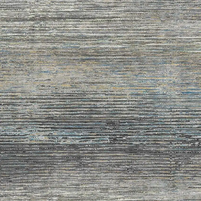 Granite Gray And Silver Striped Washable Area Rug With UV Protection Photo 2
