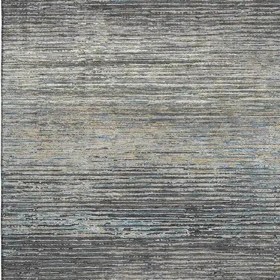 Granite Gray And Silver Striped Washable Area Rug With UV Protection Photo 2
