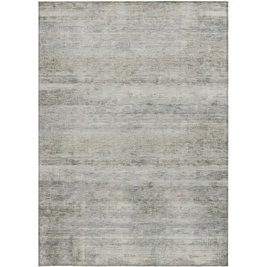 Granite Gray And Silver Striped Washable Indoor Outdoor Area Rug Photo 4