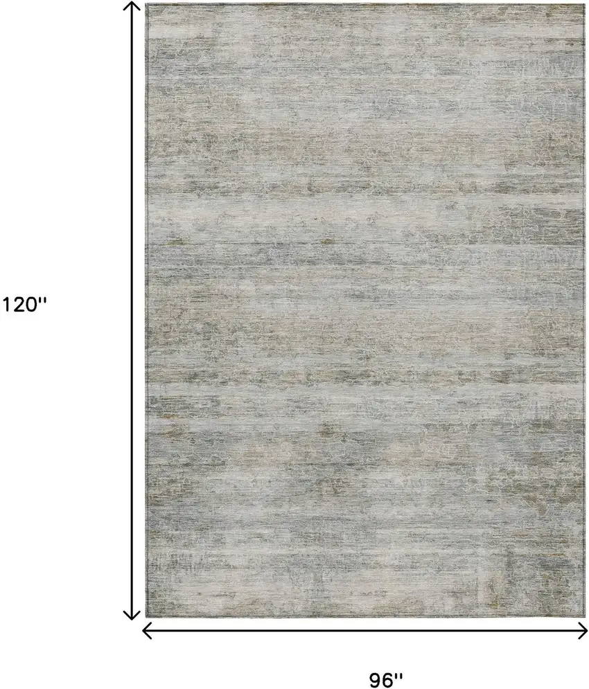 Granite Gray And Silver Striped Washable Indoor Outdoor Area Rug Photo 9