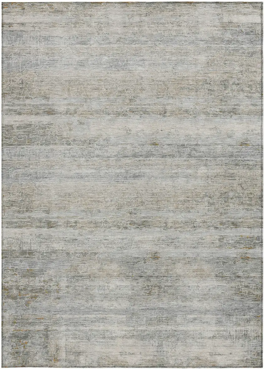 Granite Gray And Silver Striped Washable Indoor Outdoor Area Rug Photo 3