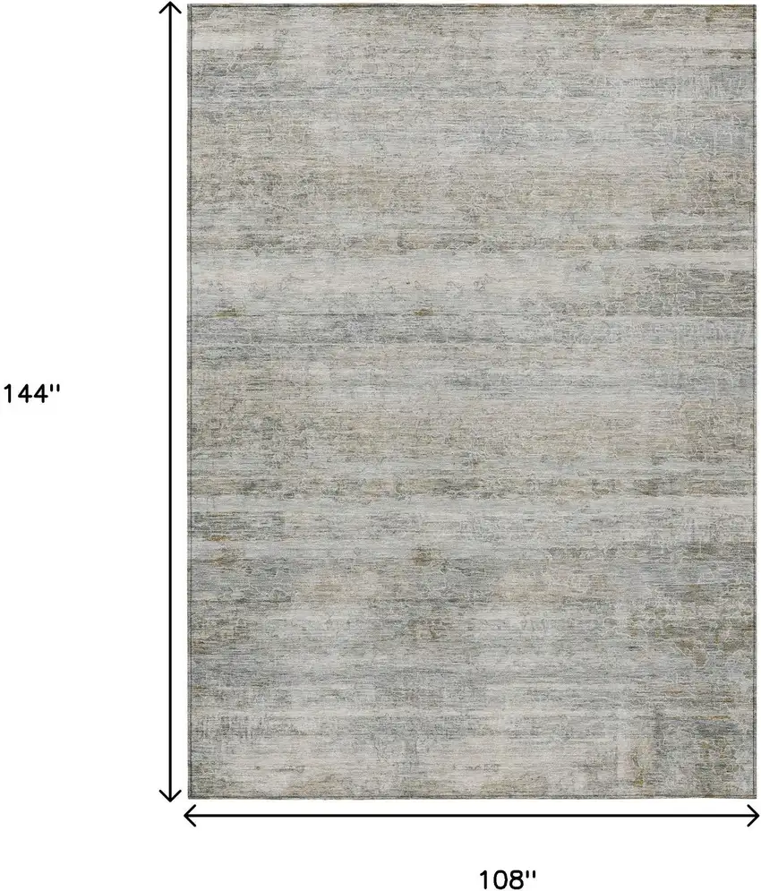 Granite Gray And Silver Striped Washable Indoor Outdoor Area Rug Photo 9