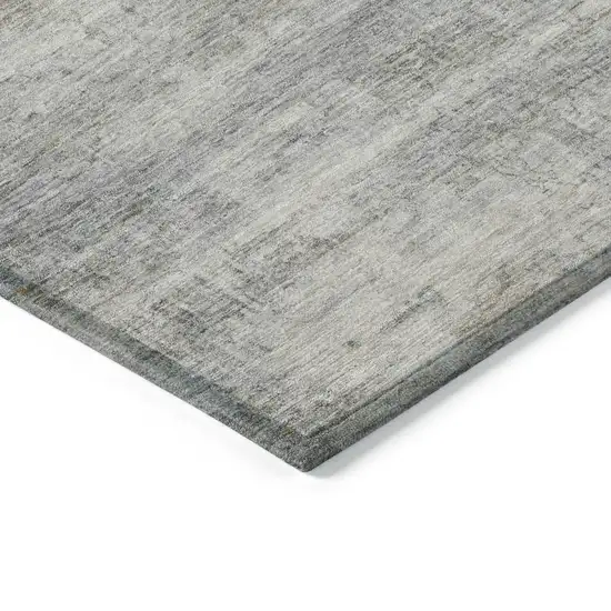 Granite Gray And Silver Striped Washable Indoor Outdoor Area Rug Photo 3