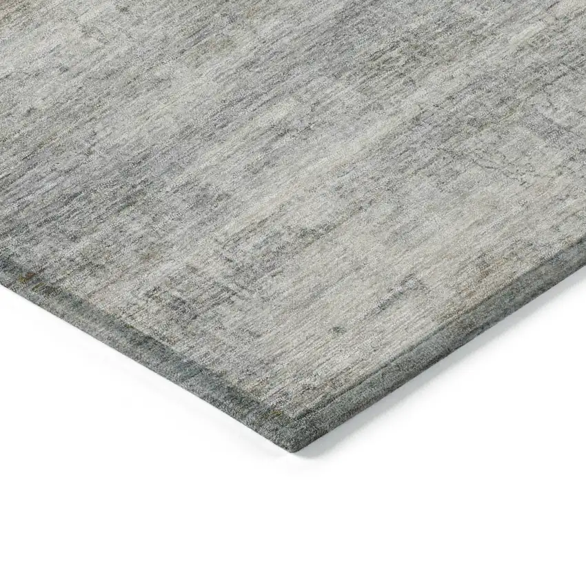 Granite Gray And Silver Striped Washable Indoor Outdoor Area Rug Photo 3
