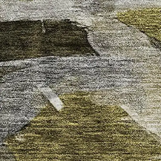 Granite Gray Beige And Gold Abstract Washable Area Rug With UV Protection Photo 3