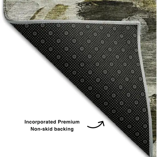 Granite Gray Beige And Gold Abstract Washable Area Rug With UV Protection Photo 7