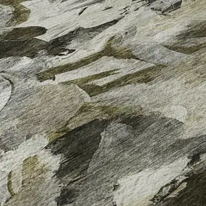 Photo of Granite Gray Beige And Gold Abstract Washable Area Rug With UV Protection