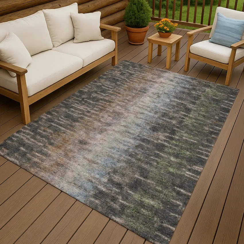 Granite Gray Brown And Gray Abstract Washable Indoor Outdoor Area Rug Photo 9