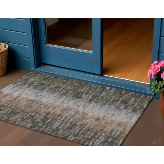 Granite Gray Brown And Gray Abstract Washable Indoor Outdoor Area Rug Photo 1