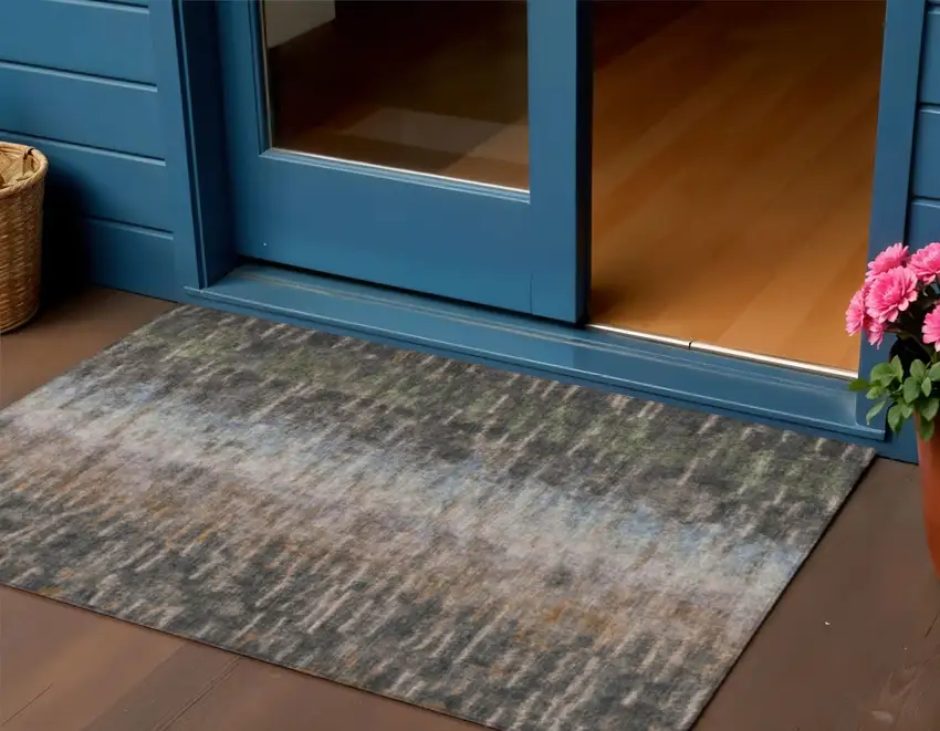 Granite Gray Brown And Gray Abstract Washable Indoor Outdoor Area Rug Photo 1