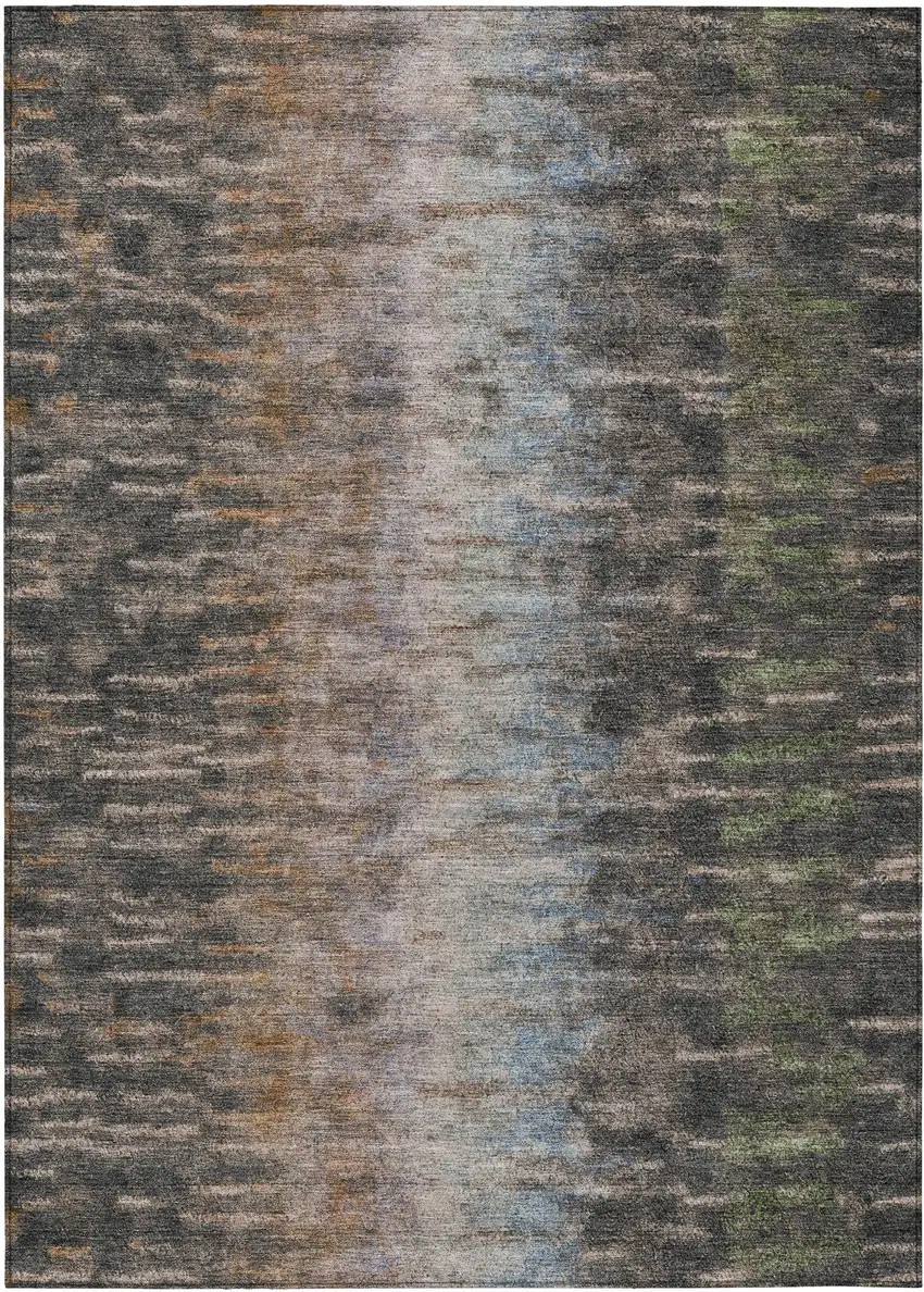 Granite Gray Brown And Gray Abstract Washable Indoor Outdoor Area Rug Photo 2