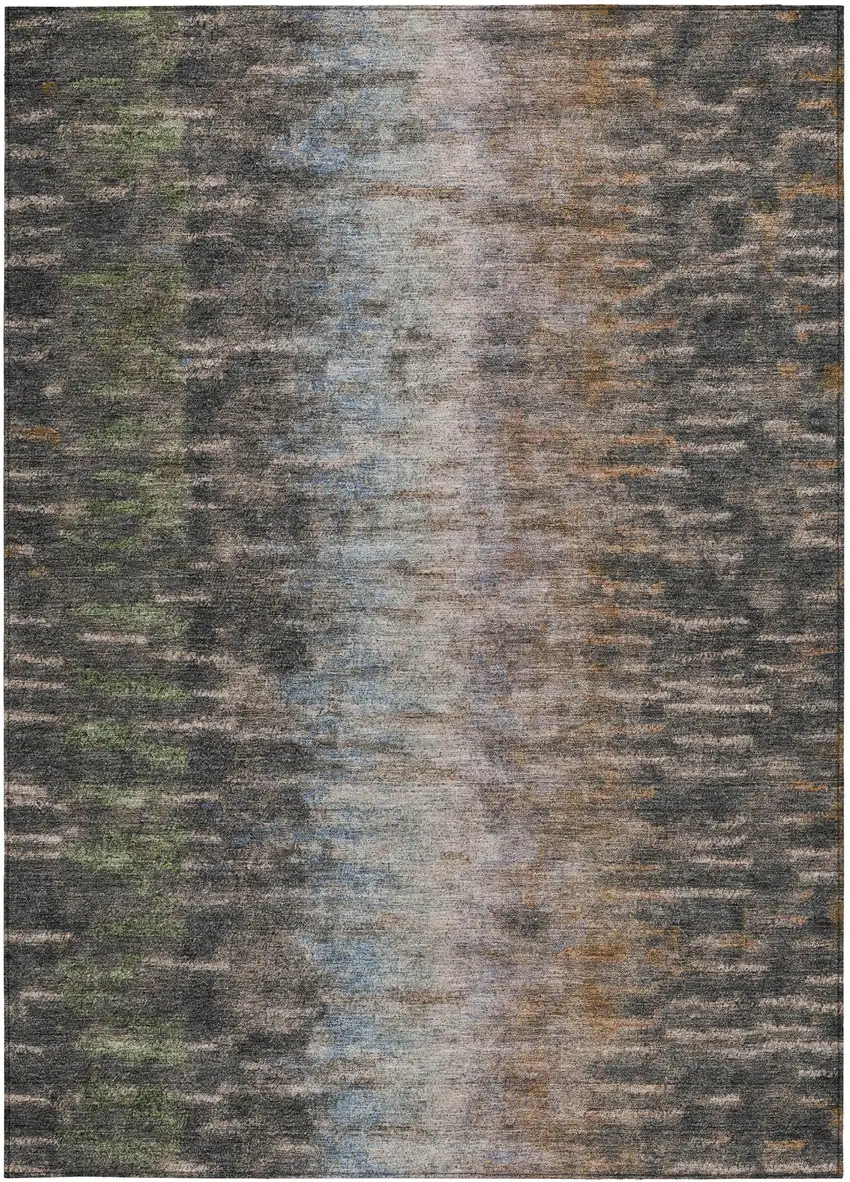 Granite Gray Brown And Gray Abstract Washable Indoor Outdoor Area Rug Photo 4