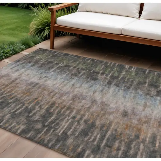Granite Gray Brown And Gray Abstract Washable Indoor Outdoor Area Rug Photo 1
