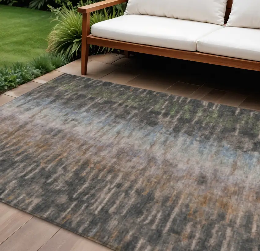 Granite Gray Brown And Gray Abstract Washable Indoor Outdoor Area Rug Photo 1