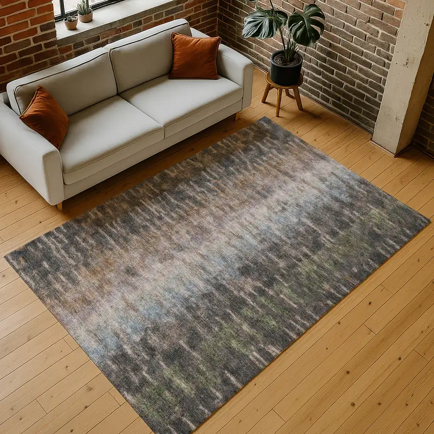 Granite Gray Brown And Gray Abstract Washable Indoor Outdoor Area Rug Photo 9