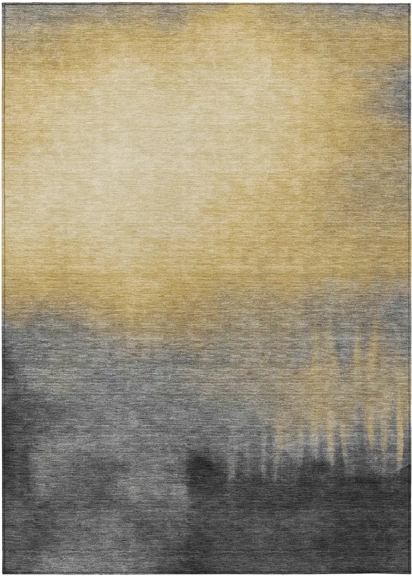 Granite Gray Gold And Gray Abstract Washable Indoor Outdoor Area Rug Photo 8