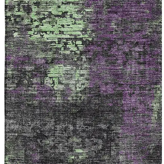 Granite Gray Green And Purple Abstract Washable Area Rug With UV Protection Photo 3
