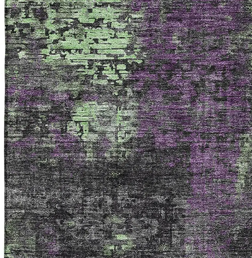Granite Gray Green And Purple Abstract Washable Area Rug With UV Protection Photo 3