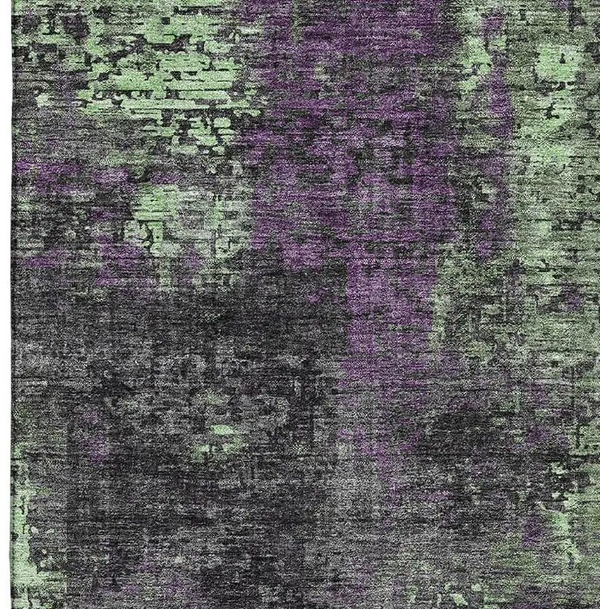 Granite Gray Green And Purple Abstract Washable Area Rug With UV Protection Photo 4