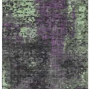 Photo of Granite Gray Green And Purple Abstract Washable Area Rug With UV Protection