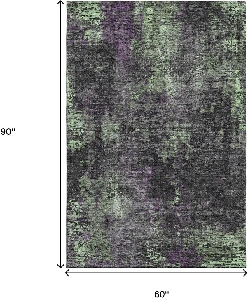 Granite Gray Green And Purple Abstract Washable Area Rug With UV Protection Photo 3
