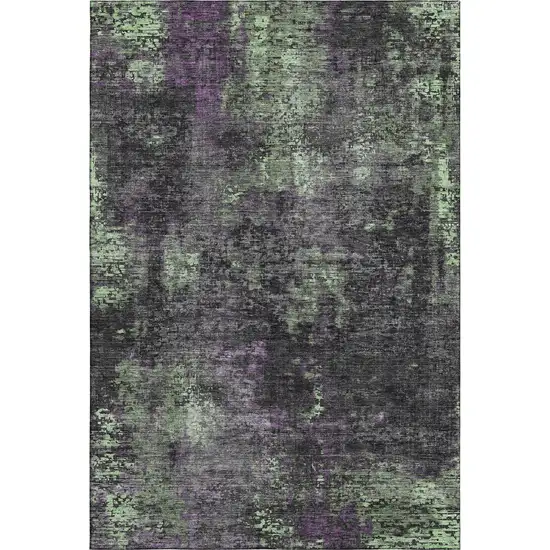 Granite Gray Green And Purple Abstract Washable Area Rug With UV Protection Photo 1