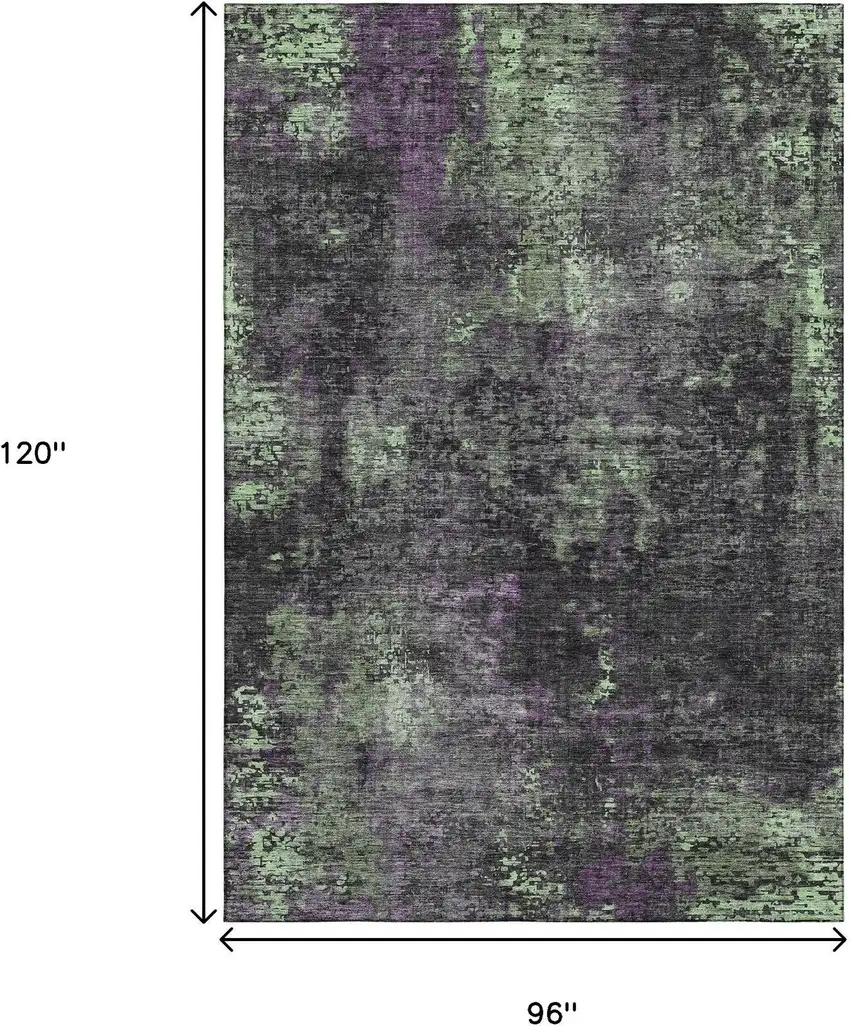 Granite Gray Green And Purple Abstract Washable Area Rug With UV Protection Photo 3