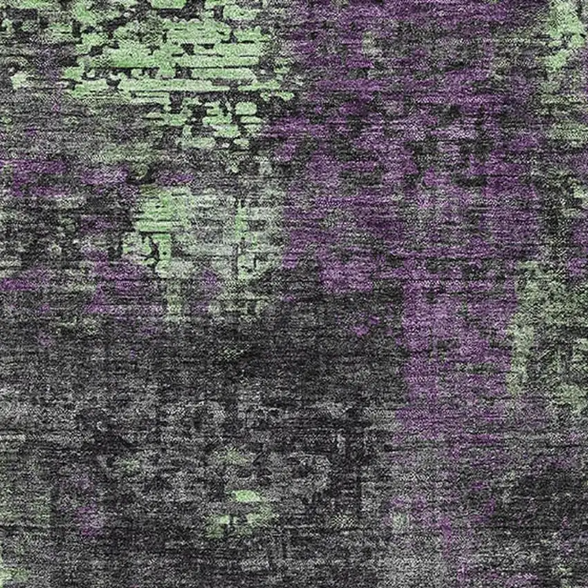Granite Gray Green And Purple Abstract Washable Area Rug With UV Protection Photo 3