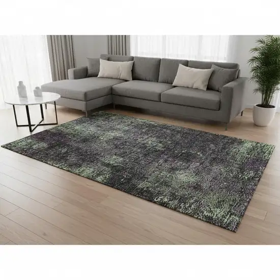 Granite Gray Green And Purple Abstract Washable Area Rug With UV Protection Photo 2