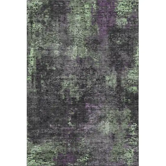 Granite Gray Green And Purple Abstract Washable Area Rug With UV Protection Photo 4