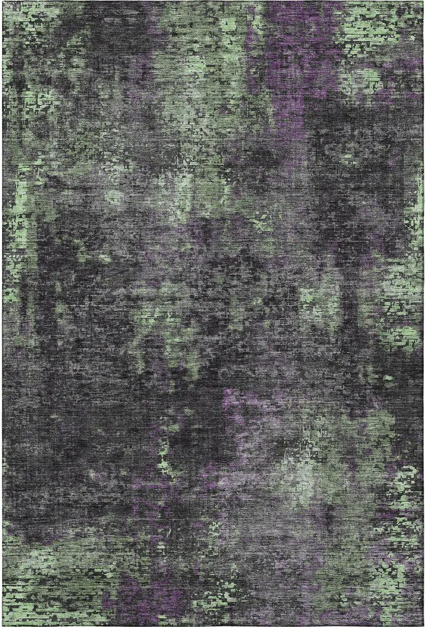 Granite Gray Green And Purple Abstract Washable Area Rug With UV Protection Photo 4