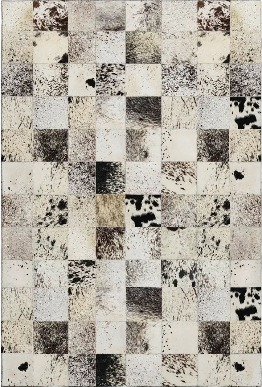 Granite Gray Ivory And Black Patchwork Washable Area Rug With UV Protection Photo 2