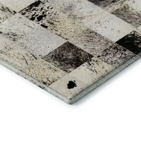 Granite Gray Ivory And Black Patchwork Washable Area Rug With UV Protection Photo 4