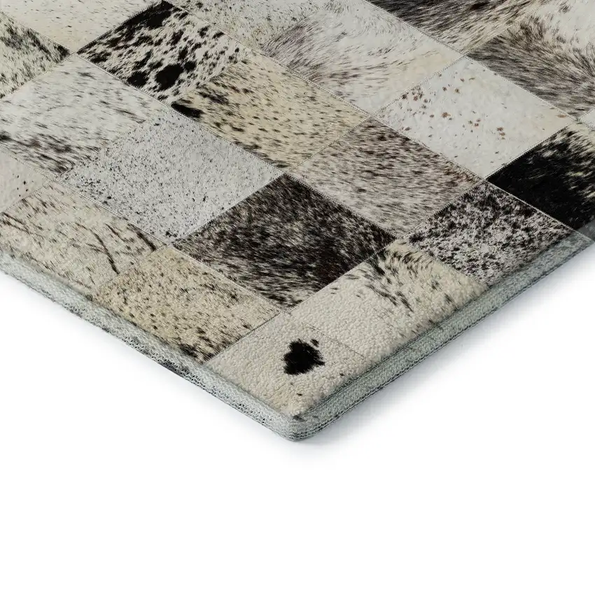 Granite Gray Ivory And Black Patchwork Washable Area Rug With UV Protection Photo 4