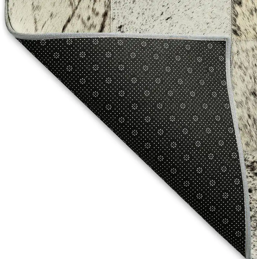 Granite Gray Ivory And Black Patchwork Washable Area Rug With UV Protection Photo 3