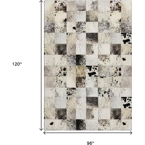 Granite Gray Ivory And Black Patchwork Washable Area Rug With UV Protection Photo 3