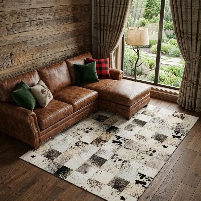 Granite Gray Ivory And Black Patchwork Washable Area Rug With UV Protection Photo 1