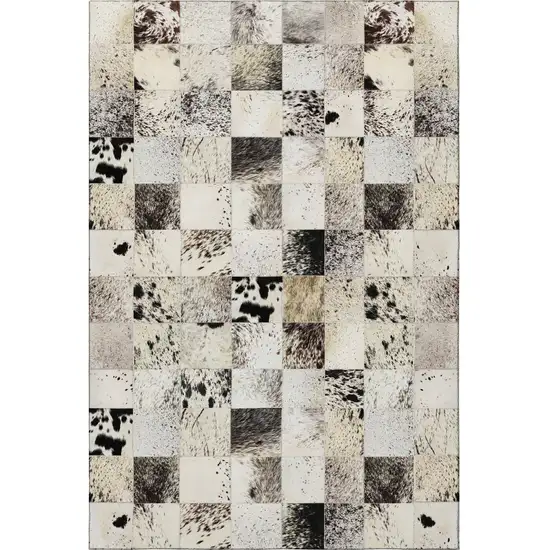 Granite Gray Ivory And Black Patchwork Washable Area Rug With UV Protection Photo 4