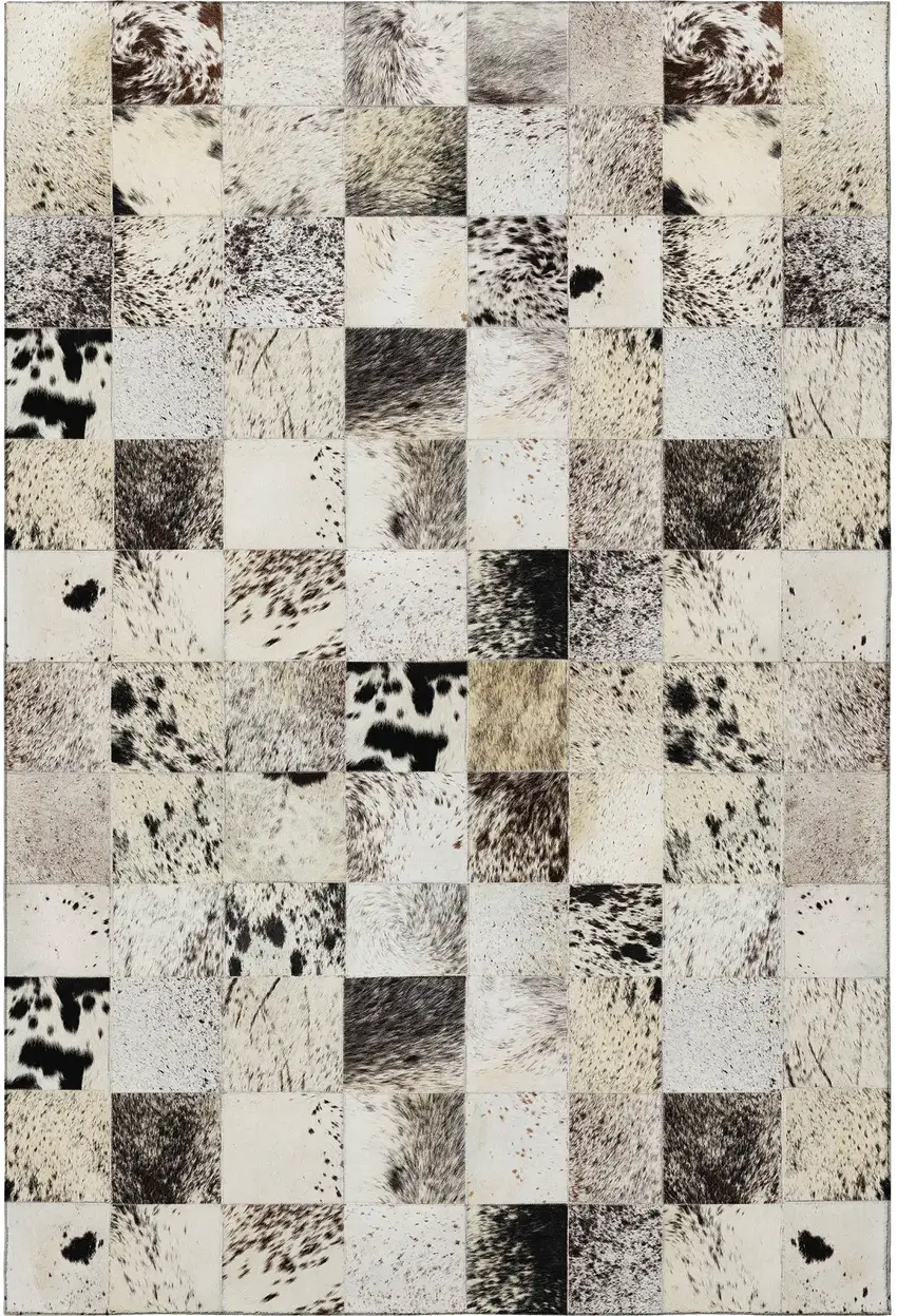 Granite Gray Ivory And Black Patchwork Washable Area Rug With UV Protection Photo 4