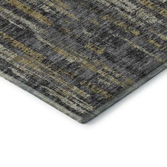 Granite Gray Ivory And Gold Abstract Washable Indoor Outdoor Area Rug Photo 3