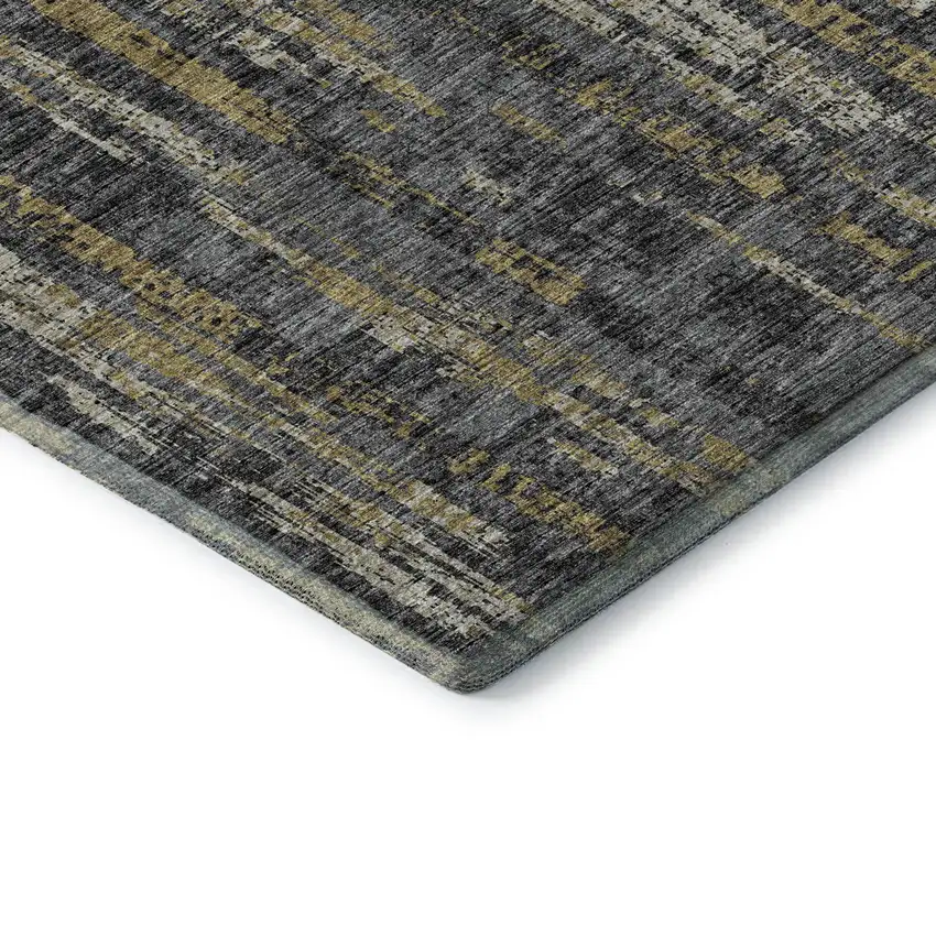 Granite Gray Ivory And Gold Abstract Washable Indoor Outdoor Area Rug Photo 4