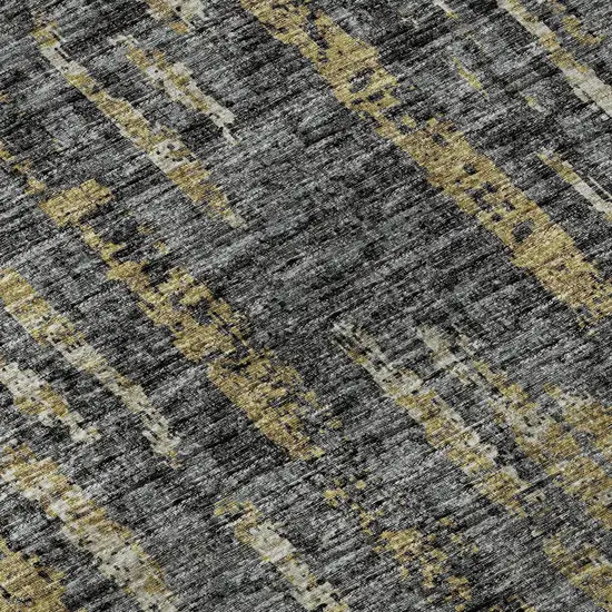Granite Gray Ivory And Gold Abstract Washable Indoor Outdoor Area Rug Photo 8