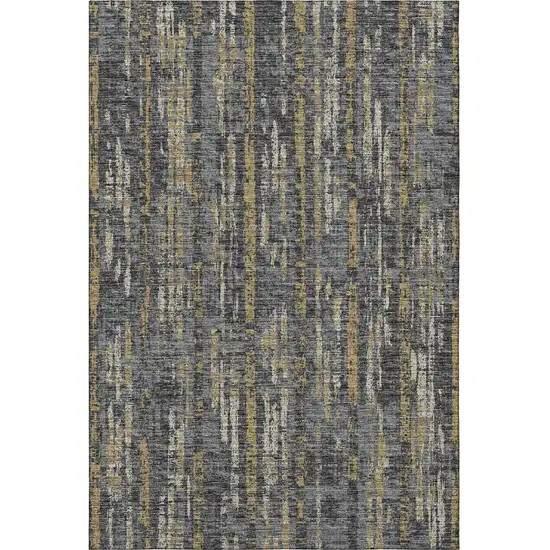 Granite Gray Ivory And Gold Abstract Washable Indoor Outdoor Area Rug Photo 5